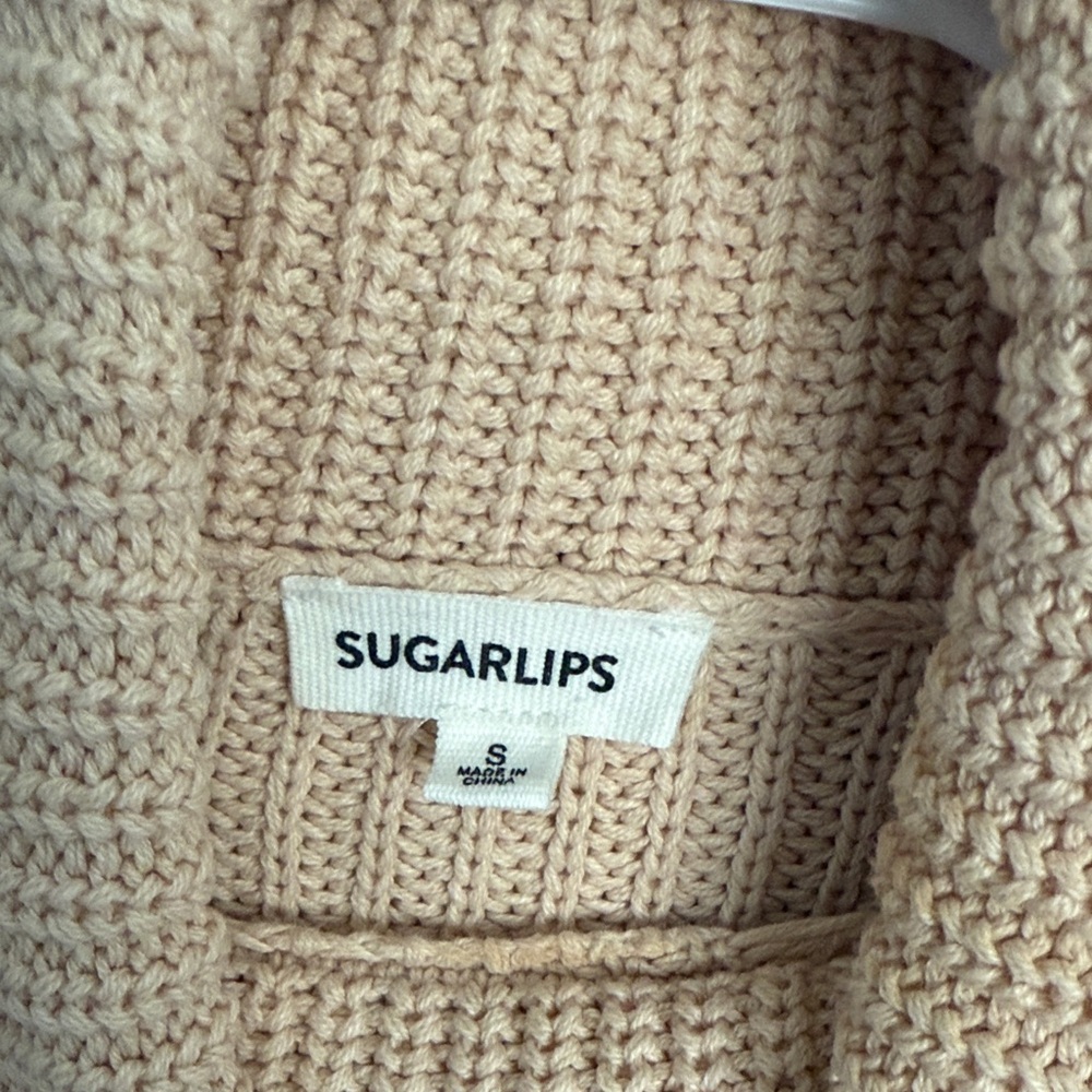 Sugarlips Cream and Tan Cowl Neck Sweater - Picture 2 of 3